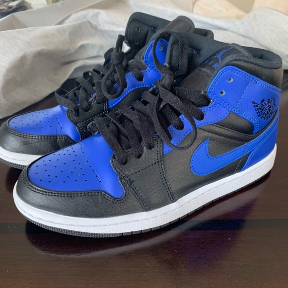 Jordan 1 Mid Hyper Royal Tumbled Leather - Picture 4 of 13
